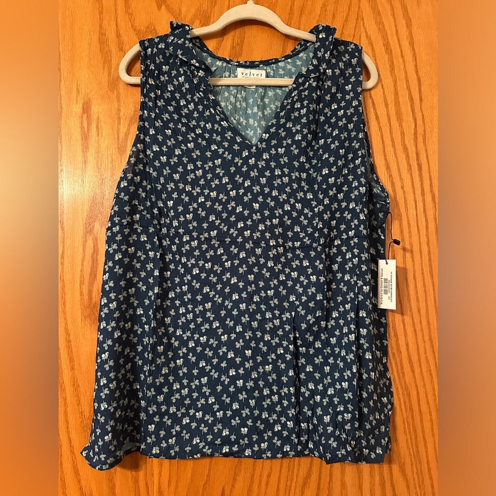 Velvet By Graham & Spencer Catrina Sleeveless Top In Blue Spruce - Nwt - Size Xl